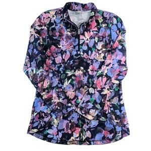 T by Talbots French Terry 1/4 Zip Tunic Shirt Womens Medium UPF